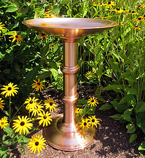 Natural Copper Pedestal Birdbath